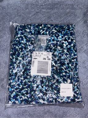 Catherines Blue Green Floral-Abstract Blouse